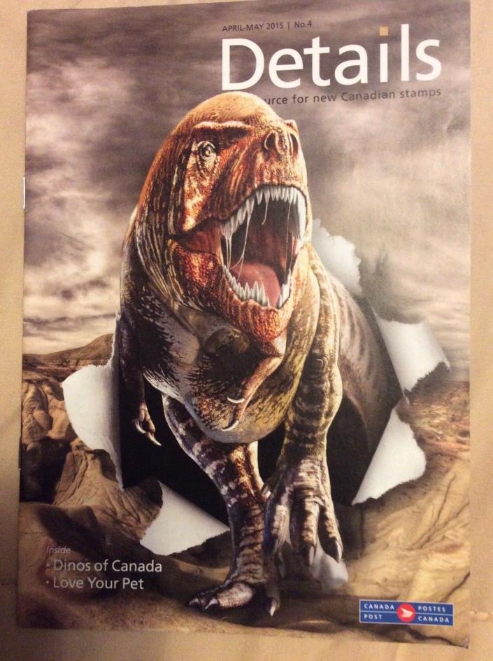 DINOSAUR May 2015 CANADA POST DETAILS STAMP & COIN BROCHURE/ Magazine Eng/French