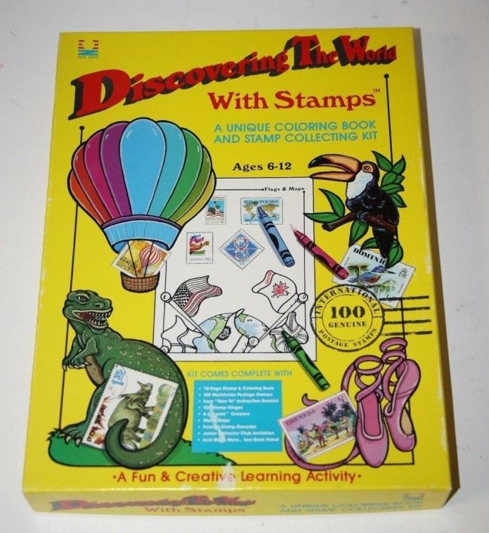 Discovering The World with Stamps. A unique coloring book/stamp collecting kit