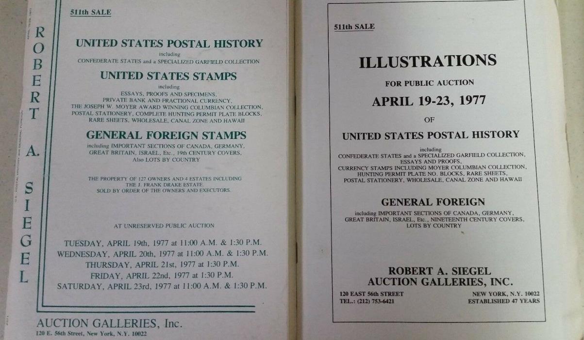 Robert A. Siegel Auction Catalog #511 April 1977 U.S. POSTAL HISTORY Confederate
