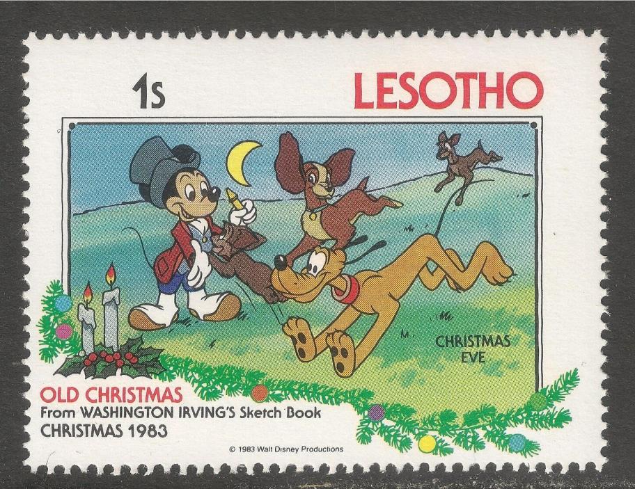 Lesotho #412 (A82) VF MNH - 1983 1c Old Christmas, Mickey Mouse, Goofy