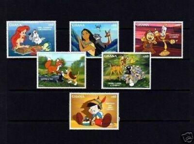 GHANA - 1996 - DISNEY - BEST FRIENDS - ARIEL - BAMBI ++ MINT - MNH SET OF 6!