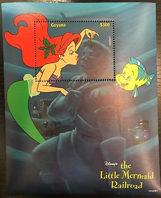 Guyana- Disney, The Little Mermaid Railroad Stamp- Souvenir Sheet MNH