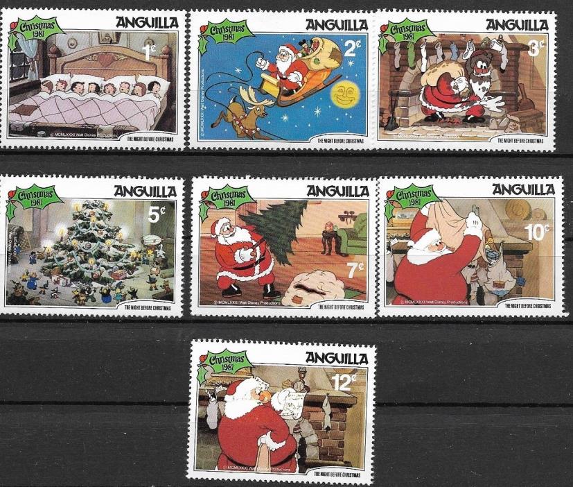 Anquilla 1981 DisneyThe night before Christmas SC# 453-459 MNH
