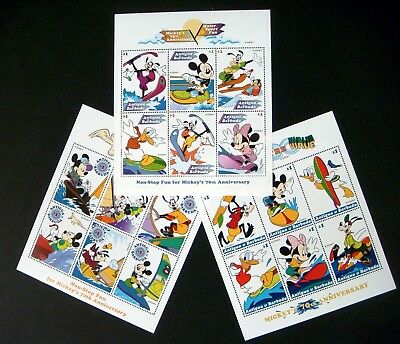 ANTIGUA & BARBUDA MICKEY'S 70TH ANV STAMP SHEETS WATER SPORTS FUN SURFING DISNEY