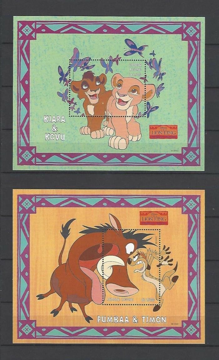 Sierra Leone 1998 Sc#2126-7  Disney's Lion King  MNH Souvenir Sheet Set  $13.50