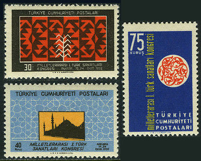 Turkey 1469-1471,MI 1669-1671,MNH. Turkish Artists Congress.Ornament,Mosque,1959