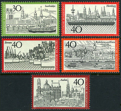 Germany 1106-1110,MNH.Towns.Saarbrucken,Hamburg,Bremen,Rudeshaim,Aachen,1973