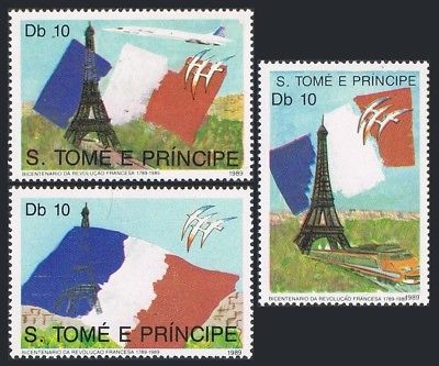 St Thomas & Prince Isls 852-854,855,MNH. French Revolution,200th Ann.1989.