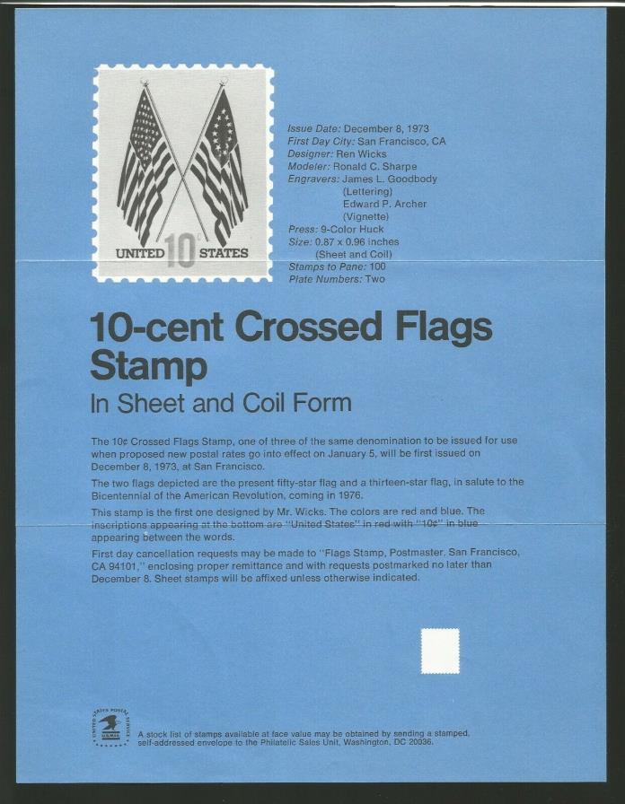 USA Stamp Poster #1509 10 cent Crossed Flags