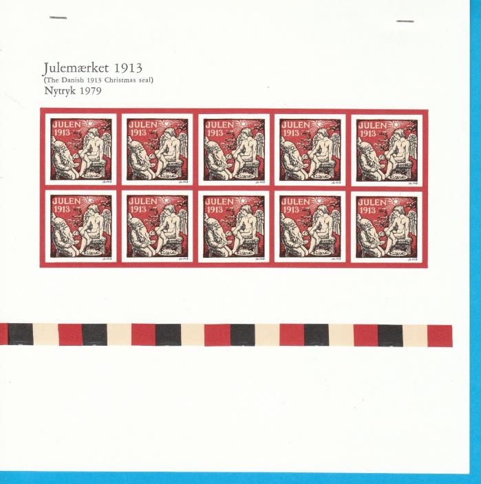 1913 (1979) reprint Danish Christmas Seal progressive print sheets