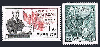 Sweden 1556-1557,MNH.Prime Minister Per Albin Hansson;B.Sjoberg, journalist,1985