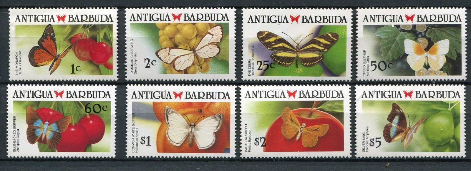 Antigua Scott 1145/1161 Butterflies Partial Set 1988 NH CV $18