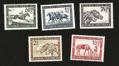 1946 AUSTRIA VIENNA PRIZE HORSE RACE RACE HORSES MINT (MNH) STAMPS B179 - B183