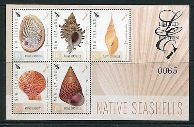 New Zealand 2015 Native Seashells Limited Edition Numbered Sheet of 5 Stamps NH