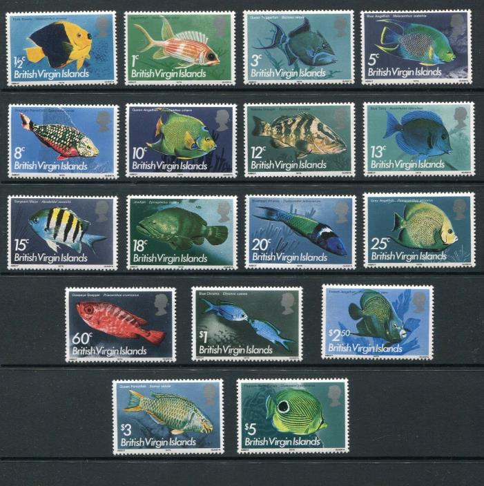British Virgin Islands Fish Definitive Set of 17 Scott 284-300 1975, NH
