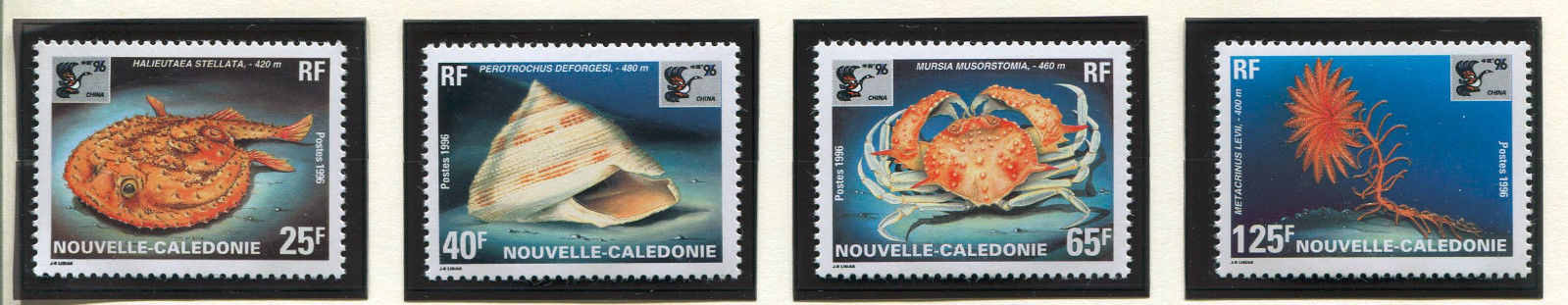 New Caledonia, Scott 737-40, Fish, Shells, Marina, 1996, NH