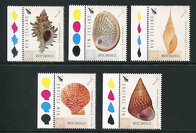 New Zealand 2015 Native Seashells - Set of 5 Stamps with Seashell Margins, NH