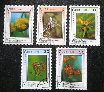 1CUBA  Sc# 3228-3232  LATIN AMERICAN BOTANICAL CONFERENCE flowers plants 1990