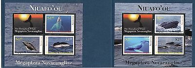 Tonga Niuafo'ou 2013 Whales Sheets of 4 - Scott 269-70 270 - SCV $12.75