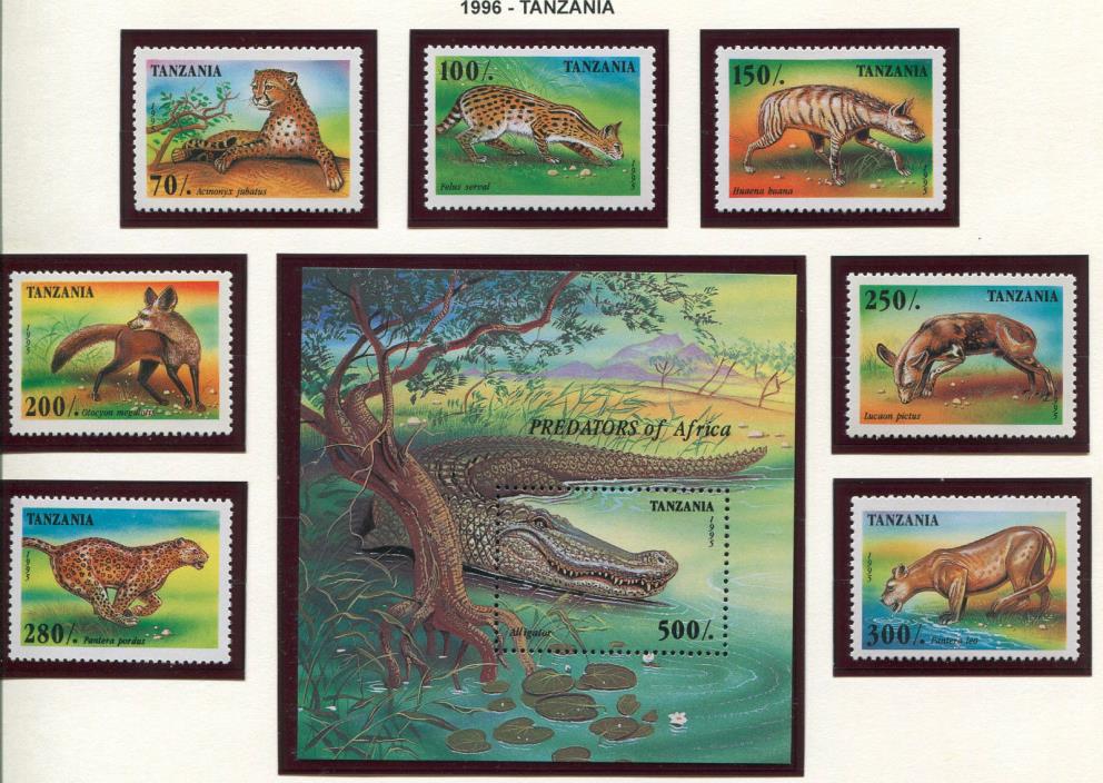 Tanzania, Scott 1422-28, Wild Animals, 1996, NH