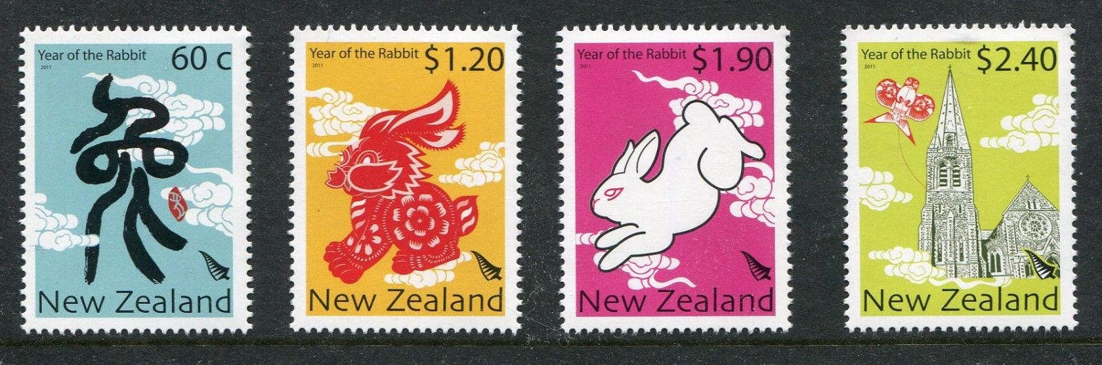 New Zealand 2011 Scott 2346-49, Lunar New Year, Year of the Rabbit, NH