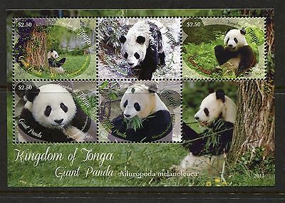 Tonga 2013 Giant Pandas Sheet - Scott 1225 - SCV $14