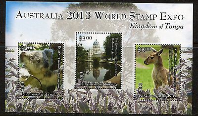 Tonga 2013 Koala, Kangaroo Sheet - Scott 1201 - SCV $10