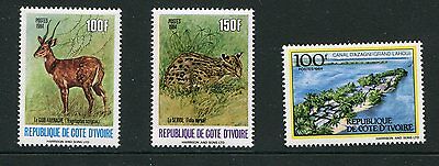 Ivory Coast 731A 731B 731D, Antelope, Serval (Wild Cat) Grand Lahou Canal NH