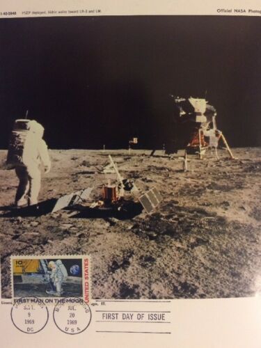 US C76  MAN ON THE MOON 1ST FDC MAXI CARD NASA PHOTO 