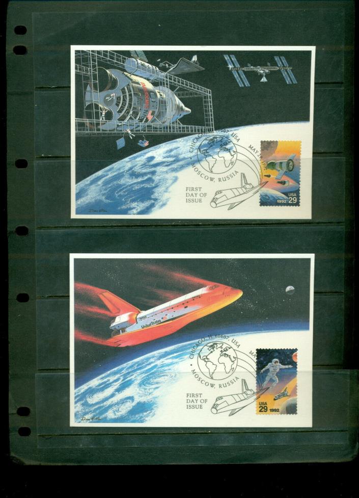 1992 Set of 4 FDCs on Maxi Cards - Fleetwood - Space Accomplishmentd