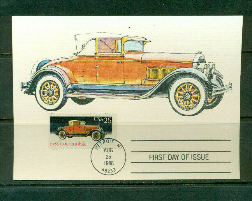 1988 Set of 5 FDCs -on Maxi Cards - Classic Automobiles - USPS Product