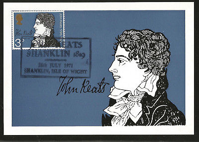 JOHN KEATS ROMANTIC POET BRITISH POST MAXIMUM CARD FIRST DAY OF ISSUE