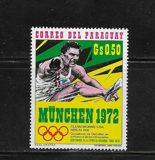 PARAGUAY -1971- Summer Olympic Games, Munich 1972 - Glenn Morris - MNH - Sc#1326