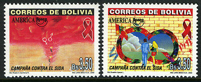Bolivia 1111-1112, MI 1452-1453, MNH.America Issue, Fight against AIDS, 2000