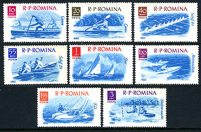 Romania 1478-1485, MLH. Canoe race, Kayak, Yachts, Motorboats, Sailboat, 1962