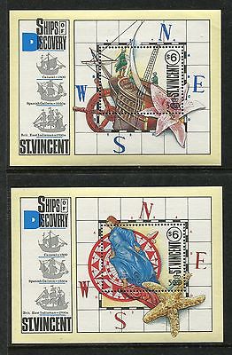 St. Vincent  1452-1453, MNH Ship, Map, Discovery of America 1991. x18615