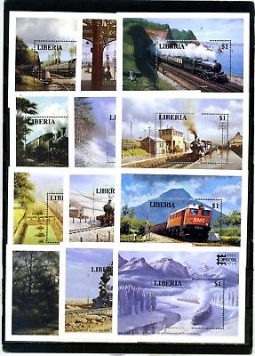 LIBERIA 1994 Sc#1165-1170, 1194-1199 LOCOMOTIVES /TRAINS SET OF 12 S/S MNH