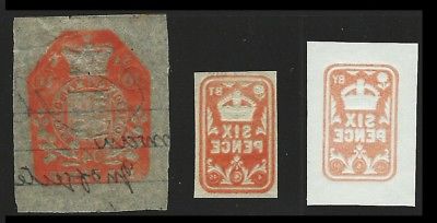 Great Britain Embossed Cut Square 6 Pence  REVERSE OFFSET x3 #FZ1035