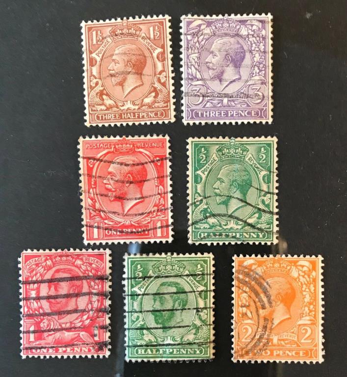 Great Britain  Postage stamps lot of 7 King George V            A