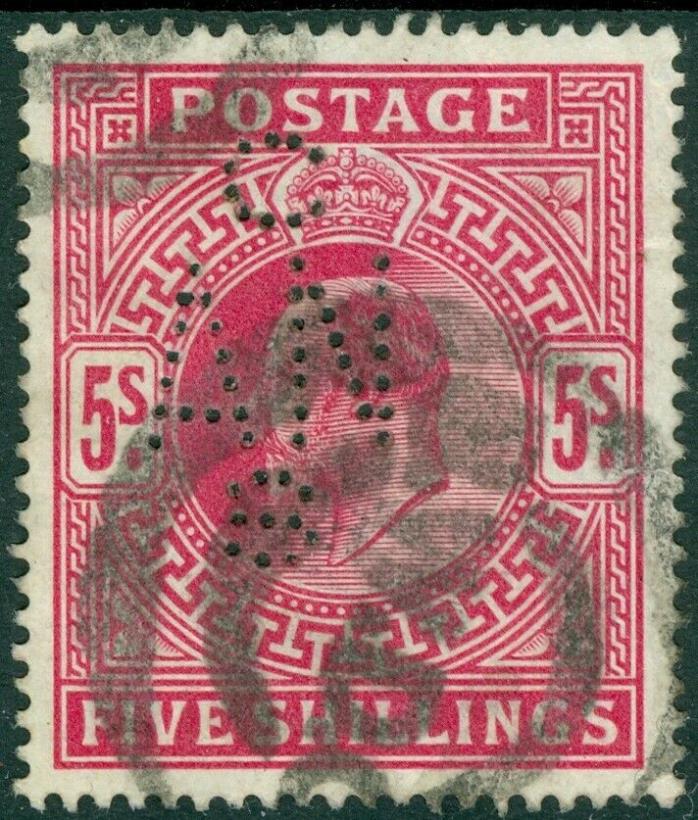 Great Britain  – 1902-1911 / 5sh Scott Nr.140 with clear Perfin ” C / AN / S ”