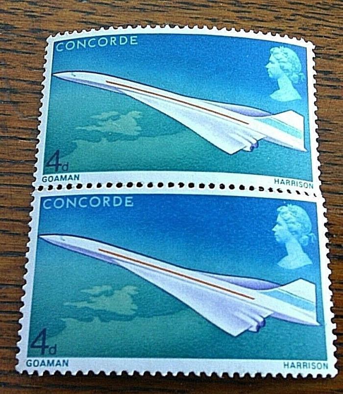 Vintage UK Stamps Concorde First Flight 1969 4d Stamp Unmounted Goaman Harrison