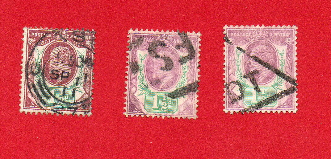 GREAT BRITAIN 3 USED KING EDWARD VII STAMPS SCOTT # 129