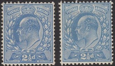 SG 276 2 1/2d Bright/Dull Blue M17(2/3) pair in very fine mounted mint condition