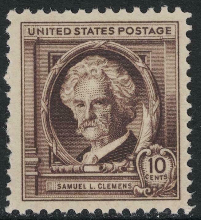 Scott 863- MNH- 10c Samuel Clemens- Authors, Famous Americans- 1940 unused mint