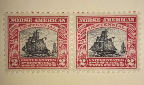Travelstamps:1925 US Stamp Sc#620 Sloop Restaurationen Norse-American Issue pair