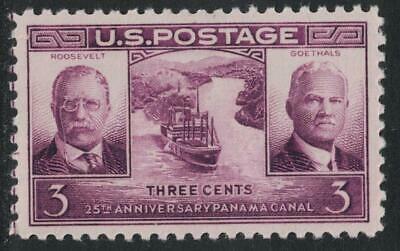 Scott 856- Panama Canal, Roosevelt & Goethals- MNH 3c 1939- unused mint stamp