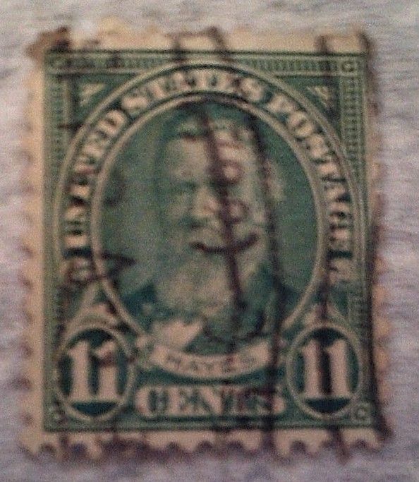 1931 U. S. Scott 692 R. Hayes one cancelled used 11 cent stamp off paper