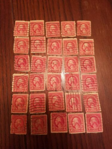(LOT 30) 2 Cent Carmine Washington US Postage Stamps 1923 -1929 (See Photos)
