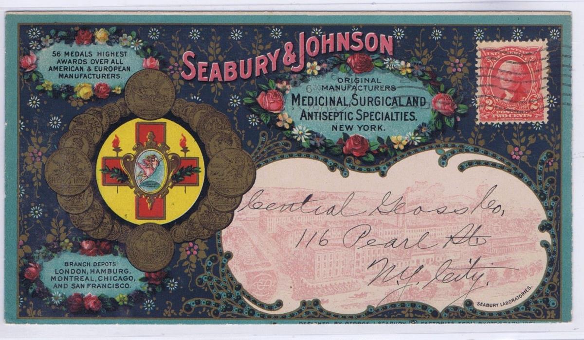 SC#301 NY MACHINE CANCEL ON ILLUS MULTICOLOR AD COVER MEDICAL SUPPLIES,1903 CERT