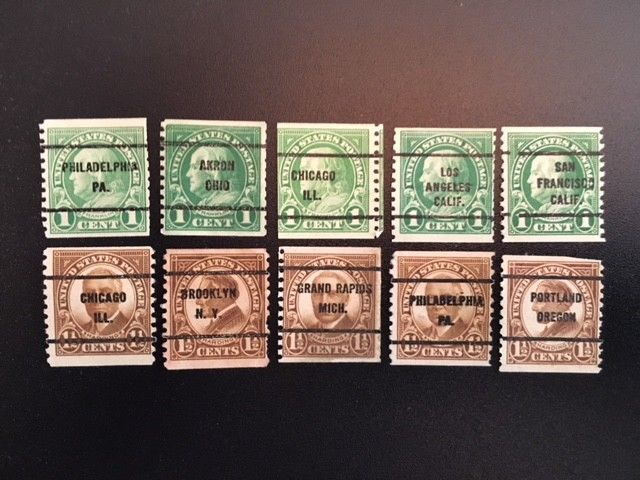 1923-30 1c Franklin Scott# 597 & 1 1/2c Harding Scott#598/Scott#684 PRECANCELS